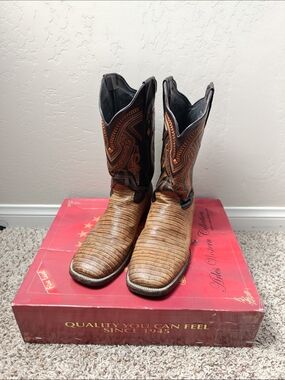 Joe Boots Arles Shoes Men's Leather Armadillo Print Color Honey JB713 Size 10